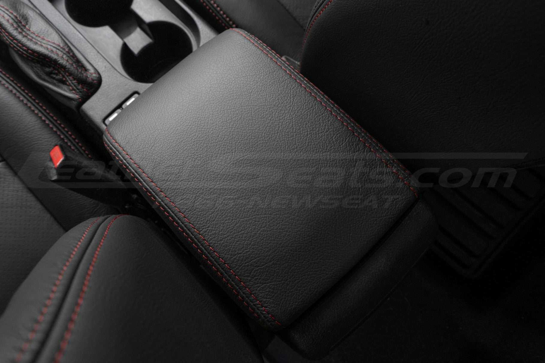 Back side view of WRX aftermarket leather console lid