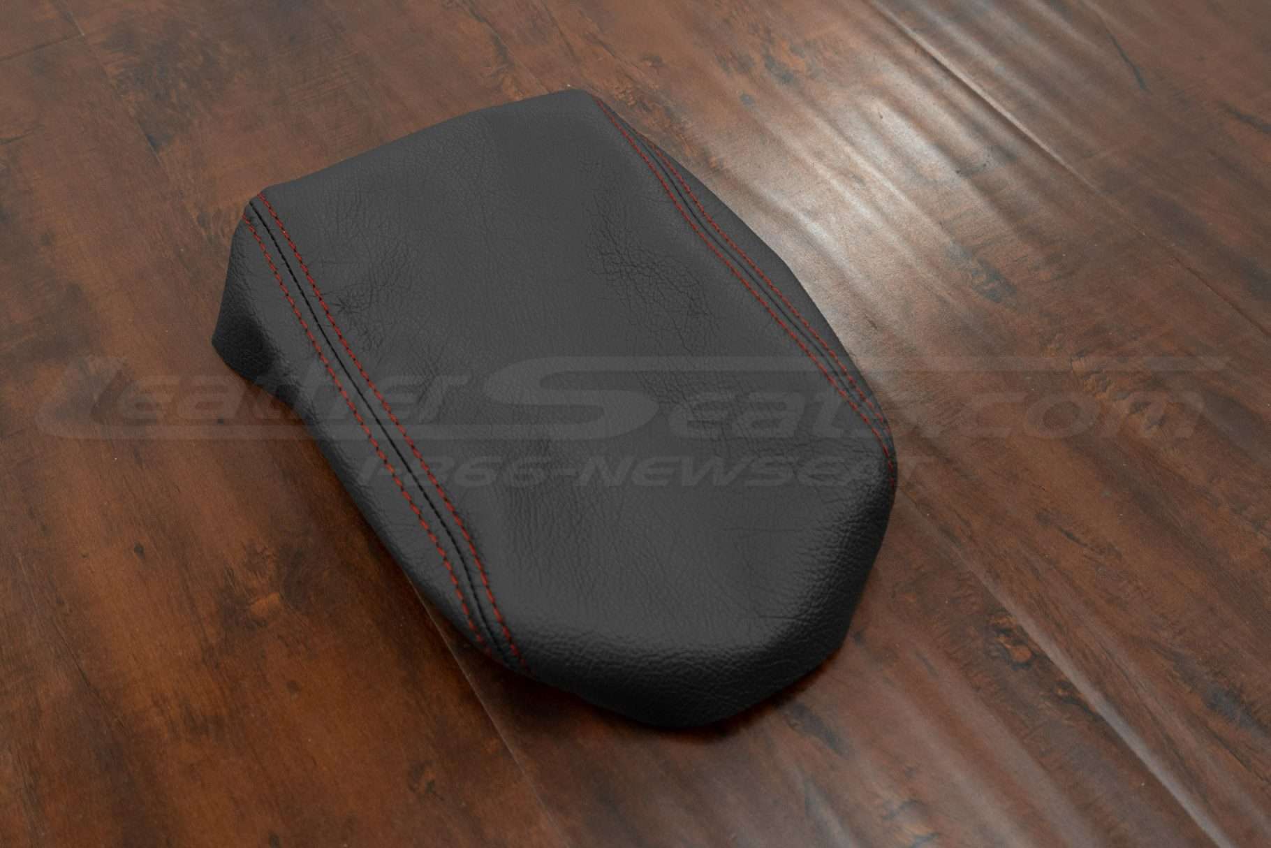Alternative angle flat lay of premium leather console lid cover for subaru impreza wrx