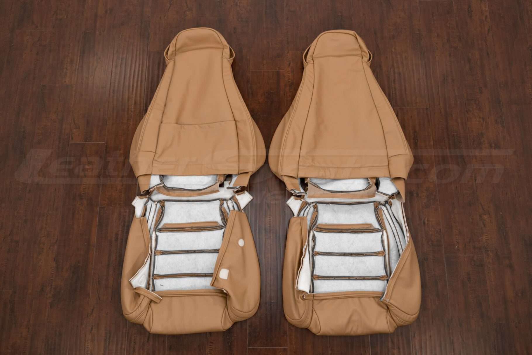 Back view of aftermarket Mazda Miata leather backrest upholstery