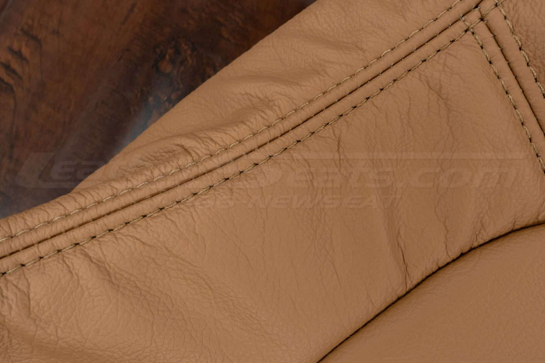 Matching Tan stitching on Tan leather backrest