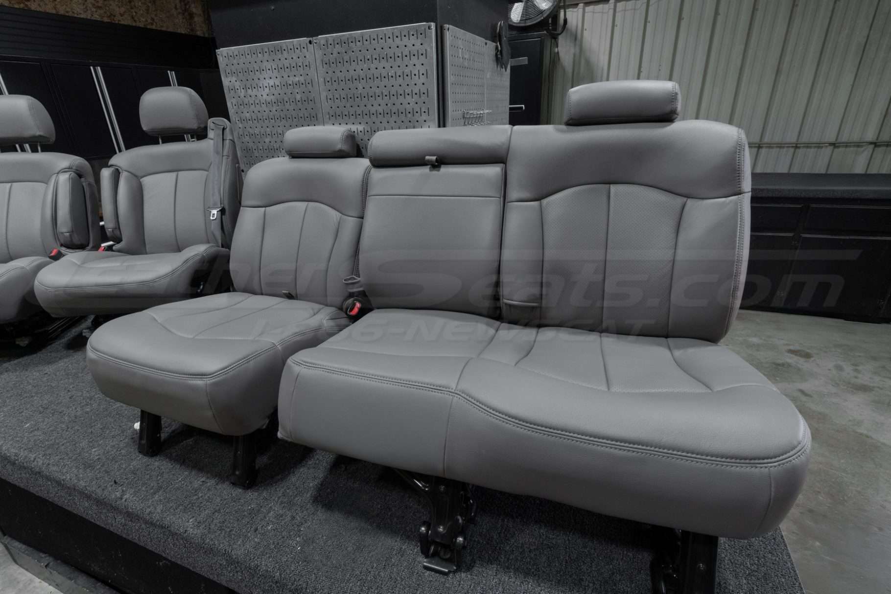 1999-2002 Chevrolet Silverado aftermarket Smoke leather seats iinstalled - Rear seats