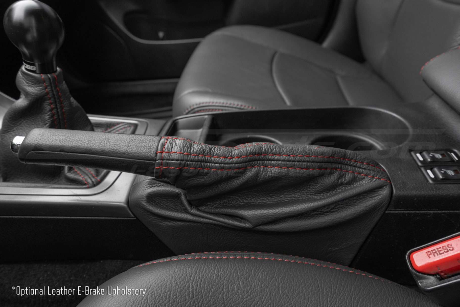 Optional Leather E-Brake Boot Upholstery for Subaru Impreza WRX Sedan - Installed