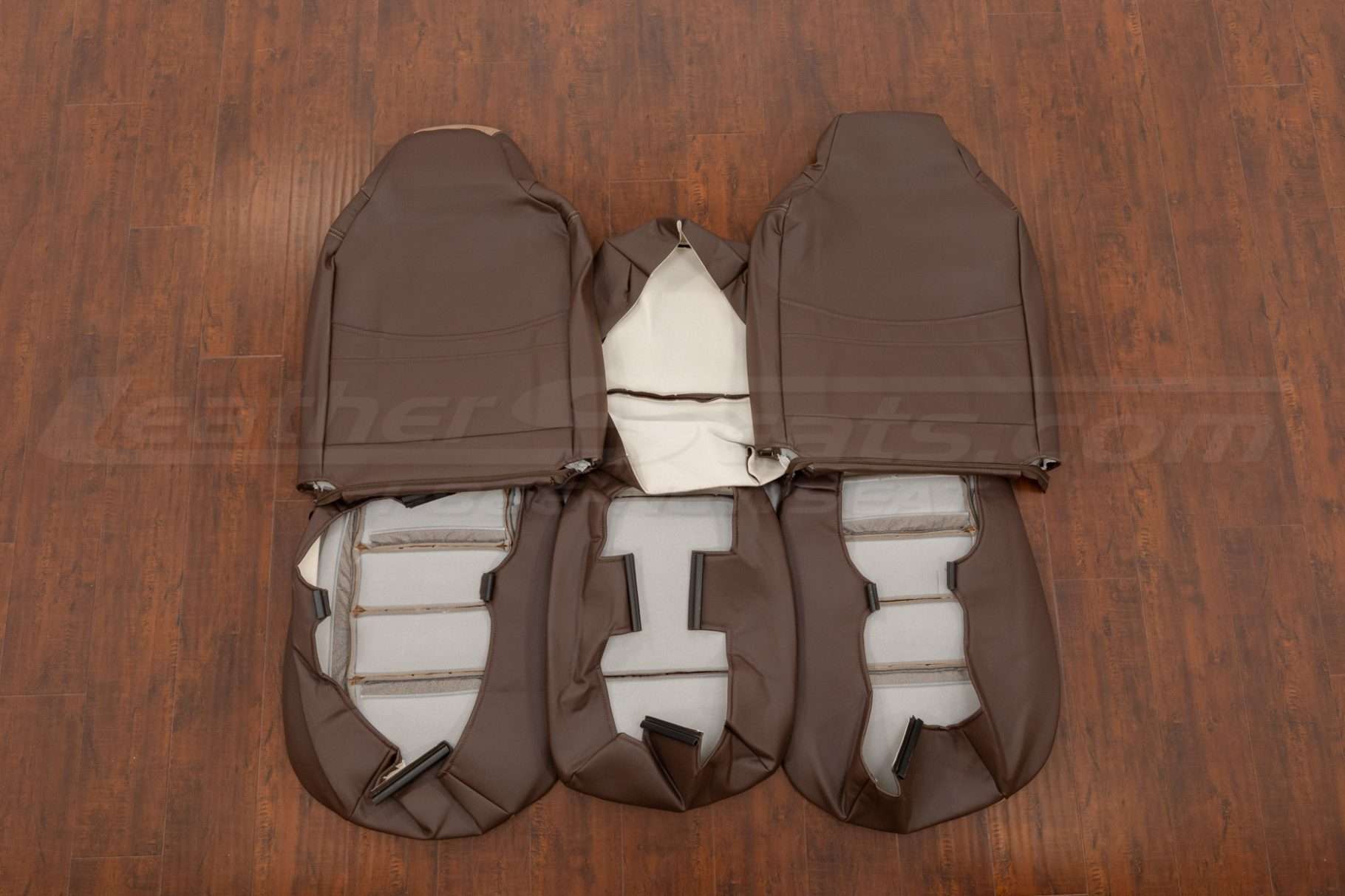 2004-2010 Ford Superduty leather seat interior kit - Coffee/Adobe - Front seat upholstey flipped