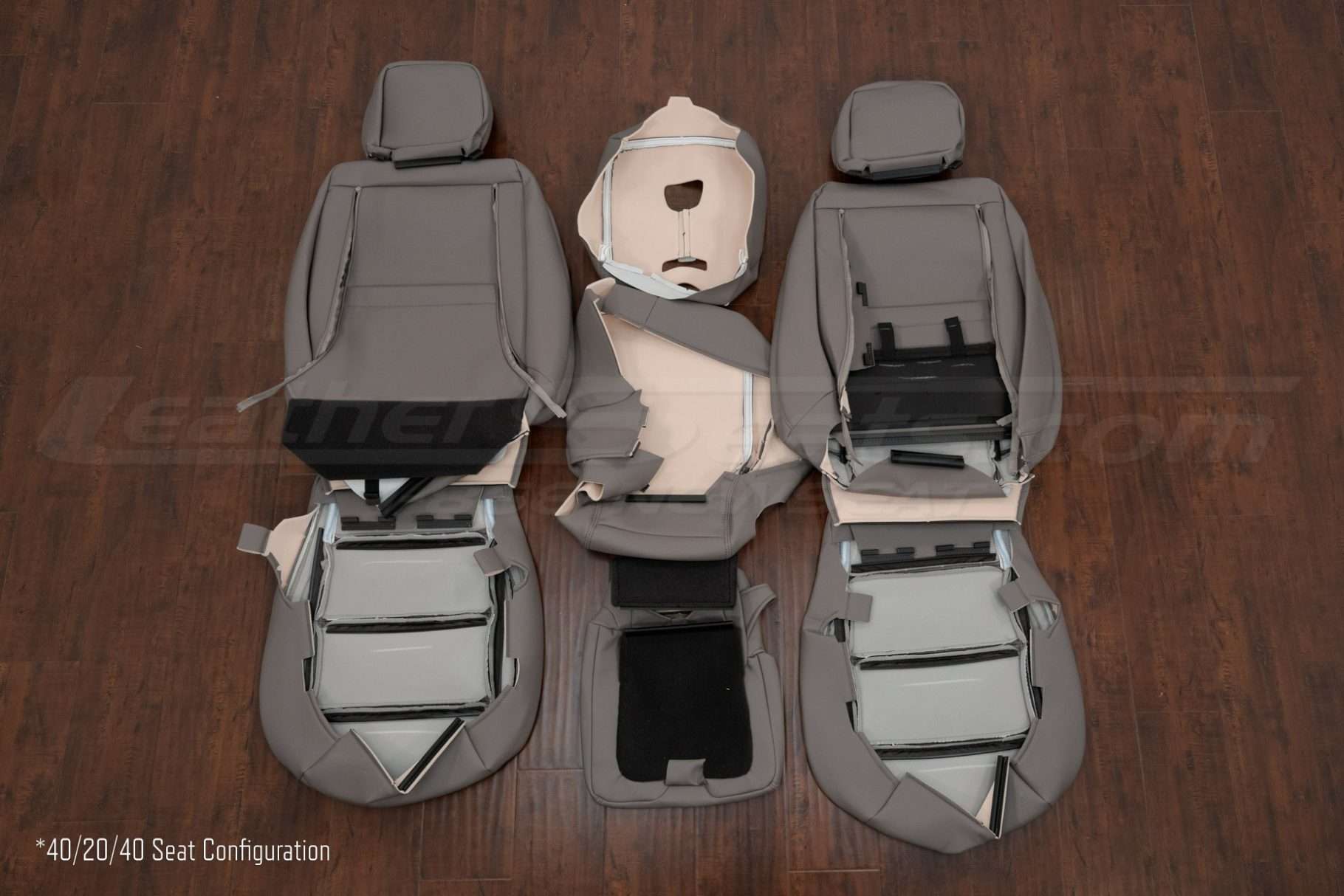 40/20/40 Chevrolet Silverado leather seat interior kit - Platinum - flipped