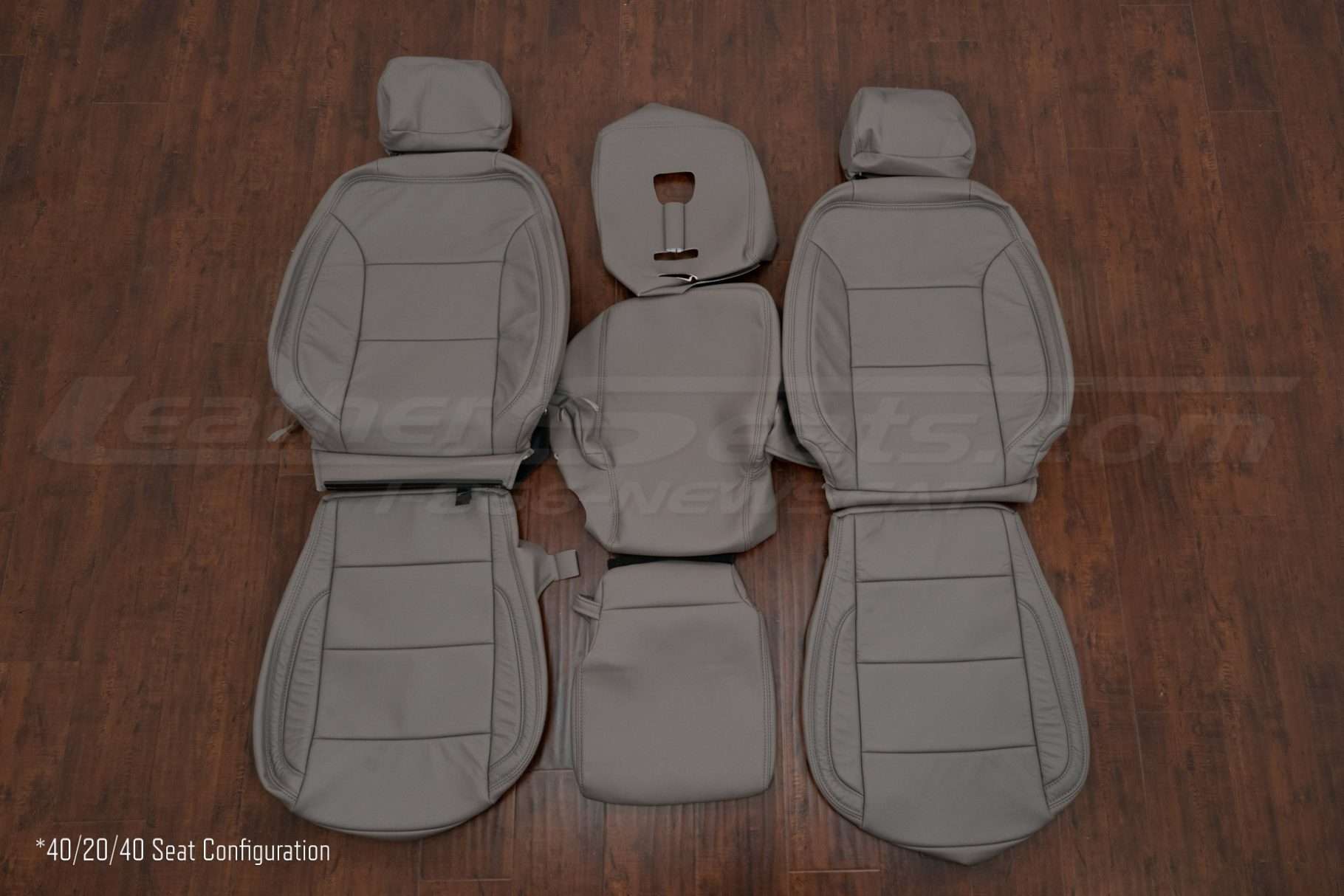 Front seat 40/20/40 leather seat covers for Chevy Silverado in Platinum