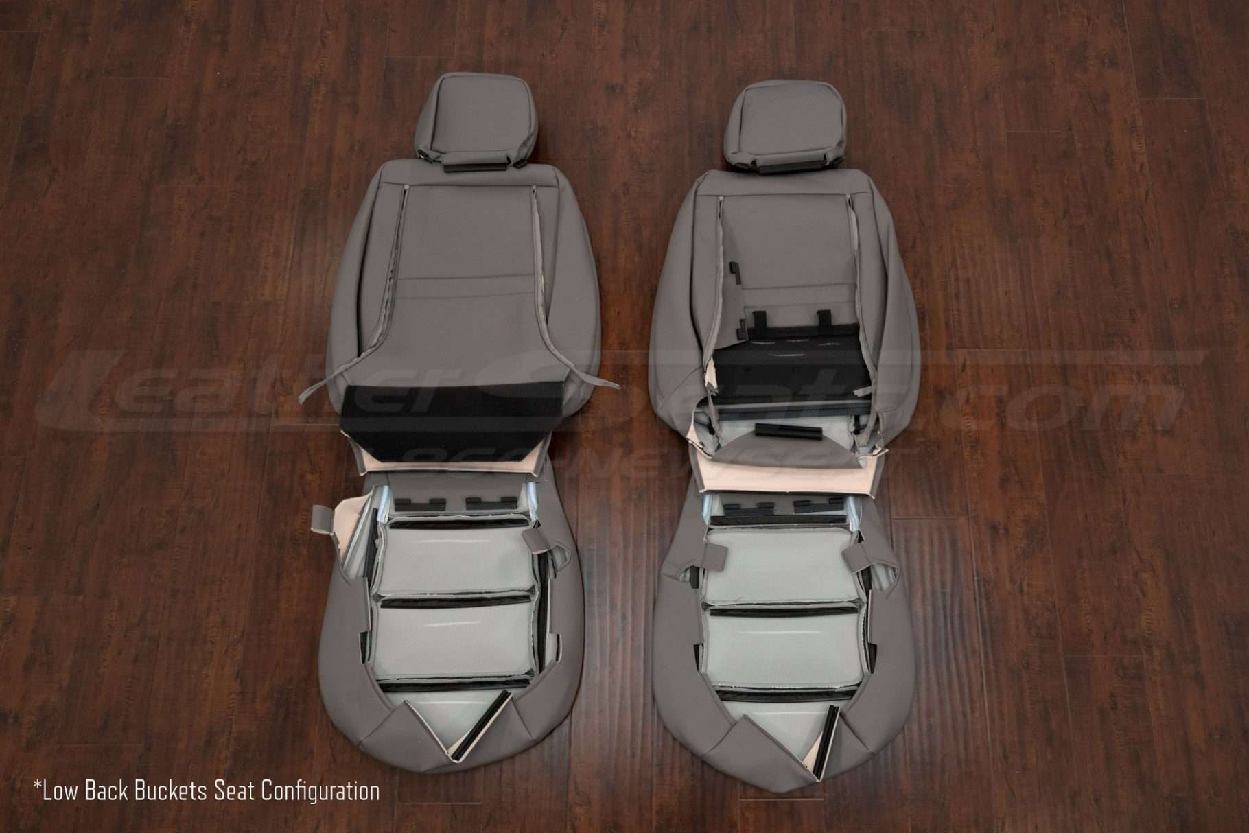 Chevy Silverado aftermarket leather seat interior kit - front seat upholstery flipped