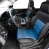 Alternative view of custom silverado apex leather seat covers in black and pacific. Front driver seat
