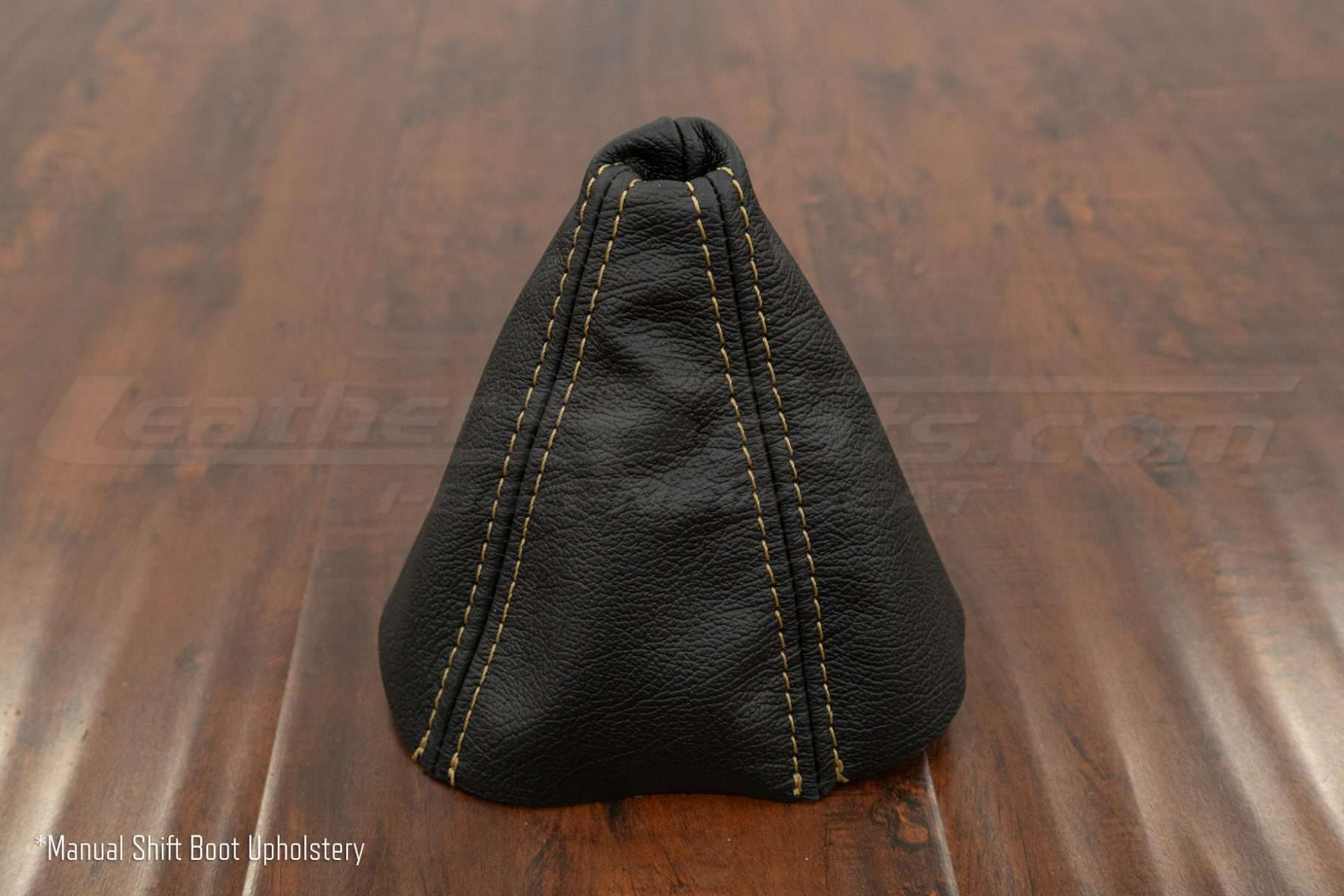 1996-2002 BMW Z3 Roadster leather shift boot upholstery in Black leather with Doeskin stitching