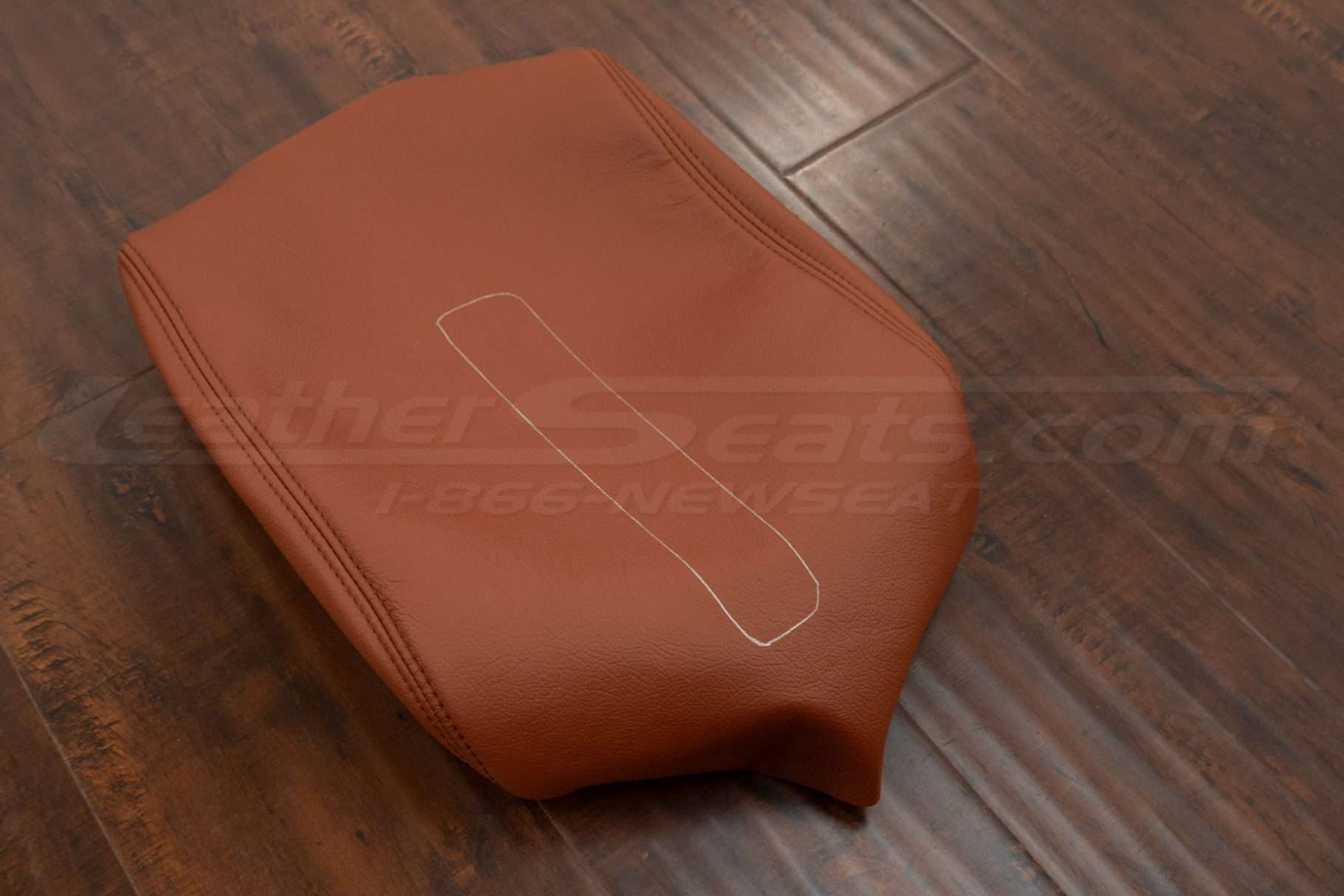 Side view of premium leather console lid cover for hummer h2