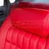 Bright Red leather impala ss headrest close-up