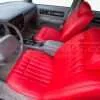 Top-down view of bright red leather seat for Chevrolet Impala SS