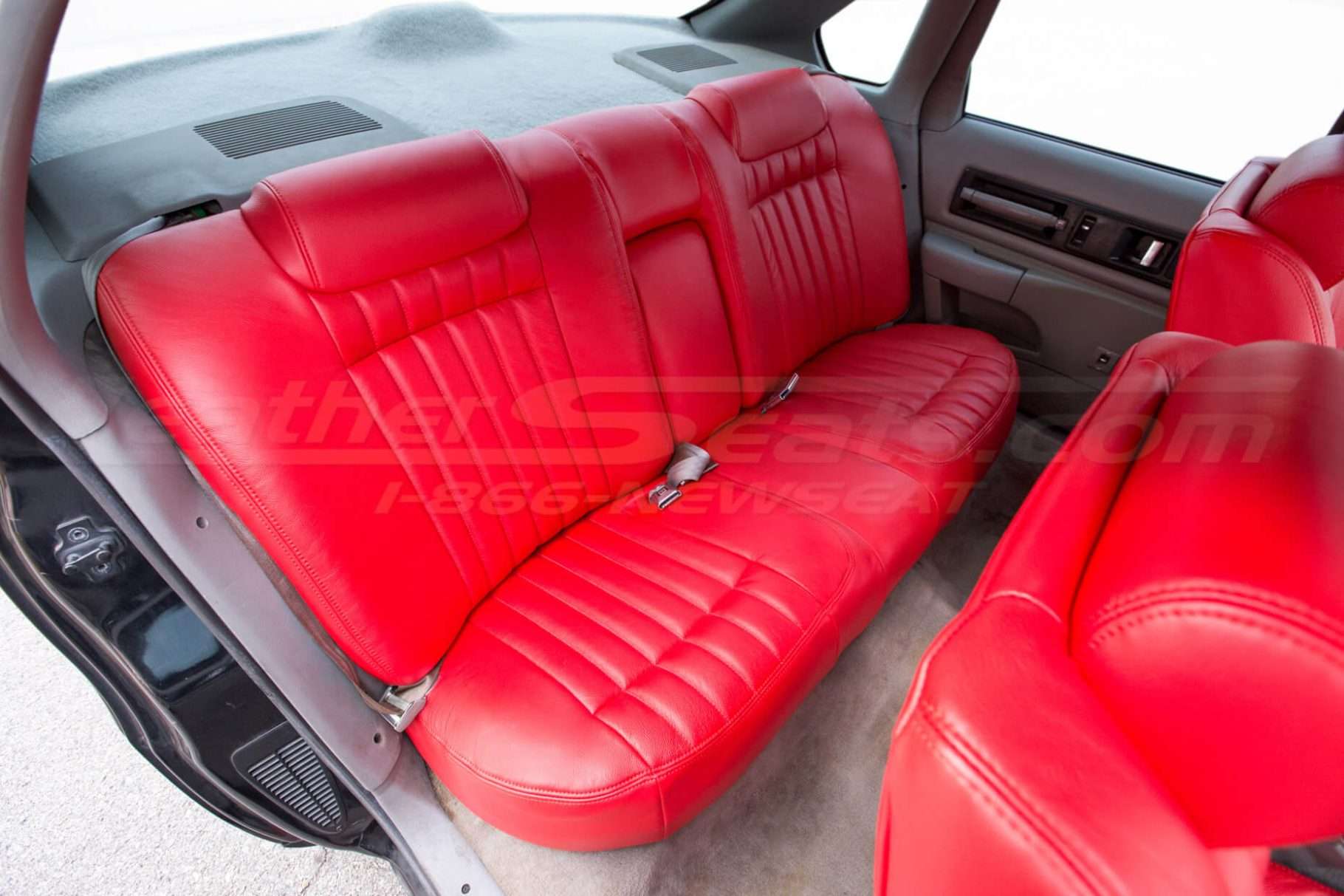 1994-1996 Chevy Impala SS with custom installed leather seats - Bright Red - Rear seats passenger side