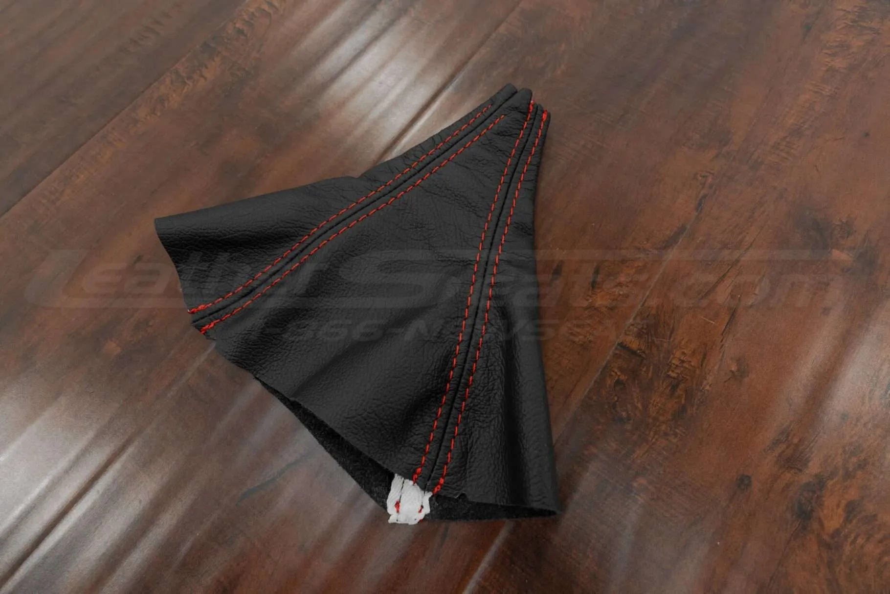 Shift boot replacement for Mitsubishi 3000GT in black leather with bright red stitching