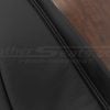 Close-up of Dark Graphite double-stitching on dark graphite leather