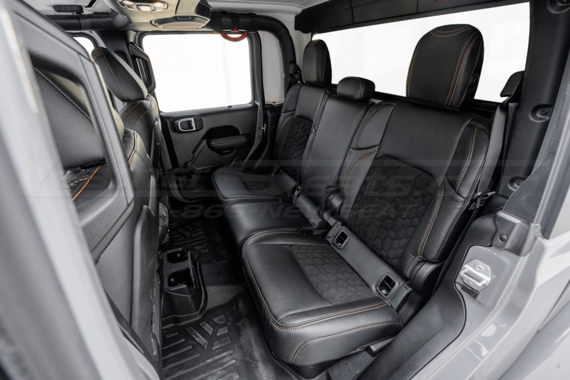 Rear seat leather seat kit in Gladiator SUV - Black/Black Alcatara with Moje Hex Body
