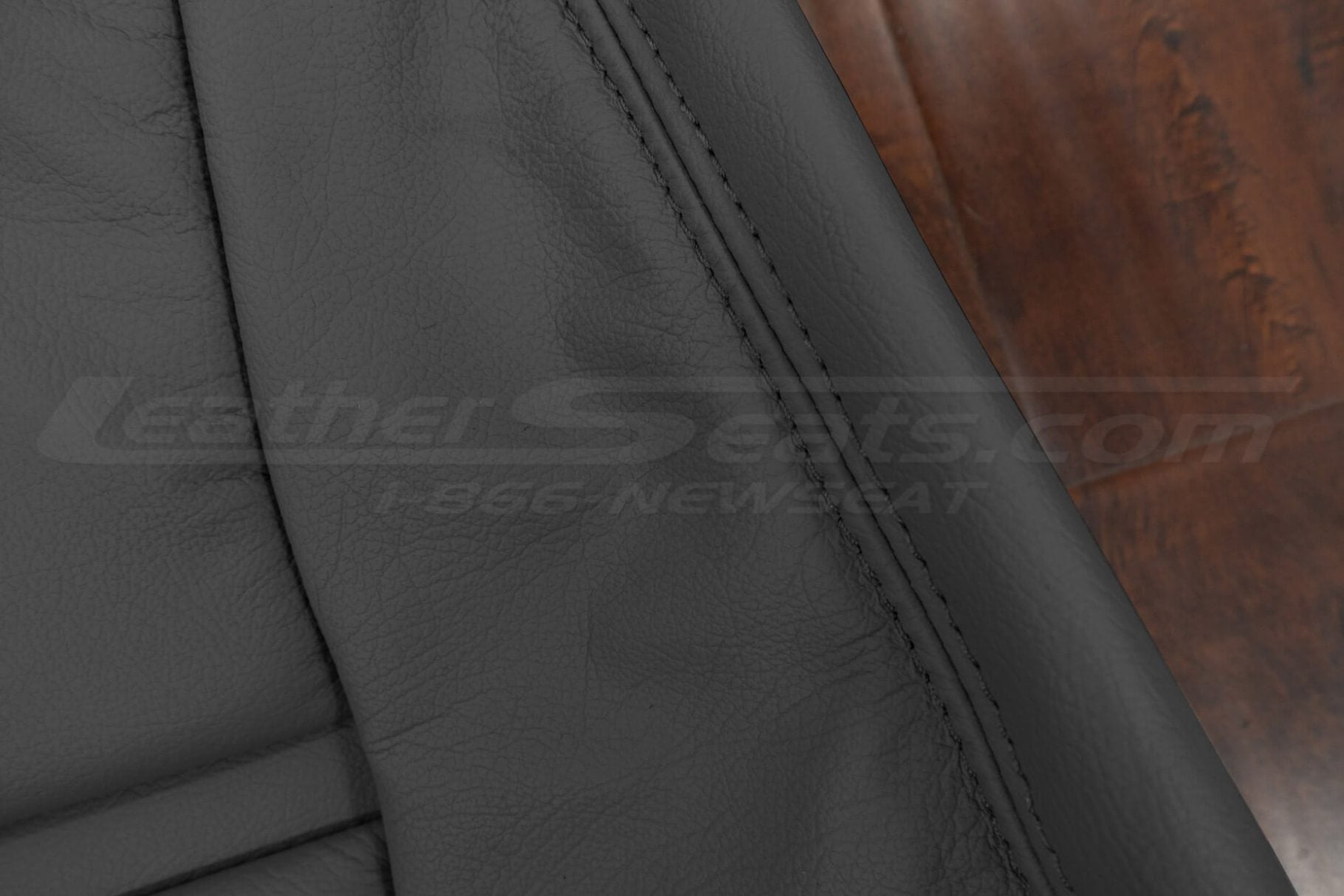 Light Grey double-stitching on matching Light Grey leather