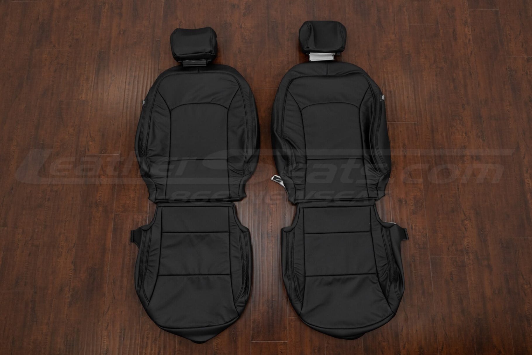 Premium kia soul leather seat upholstery in black - front seats