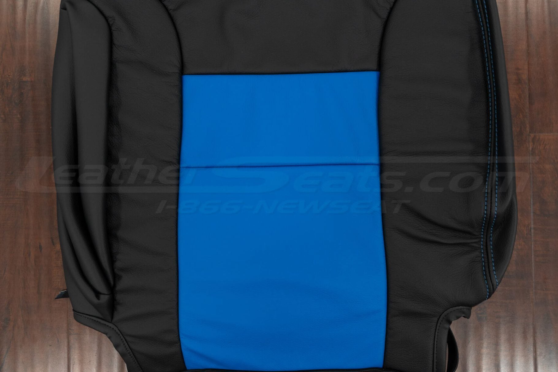 Cobalt Blue insert section of chevrolet tahoe leather backrest upholstery