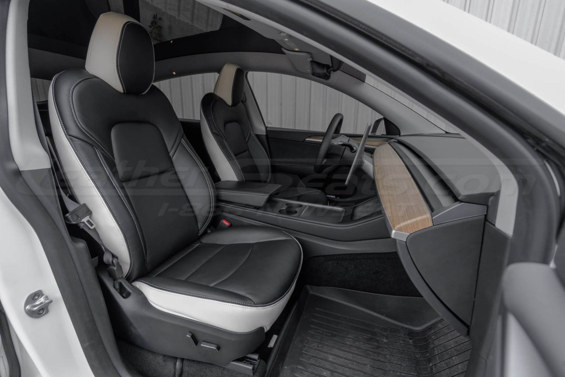 Custom White and Black leather seats for Tesla Model Y