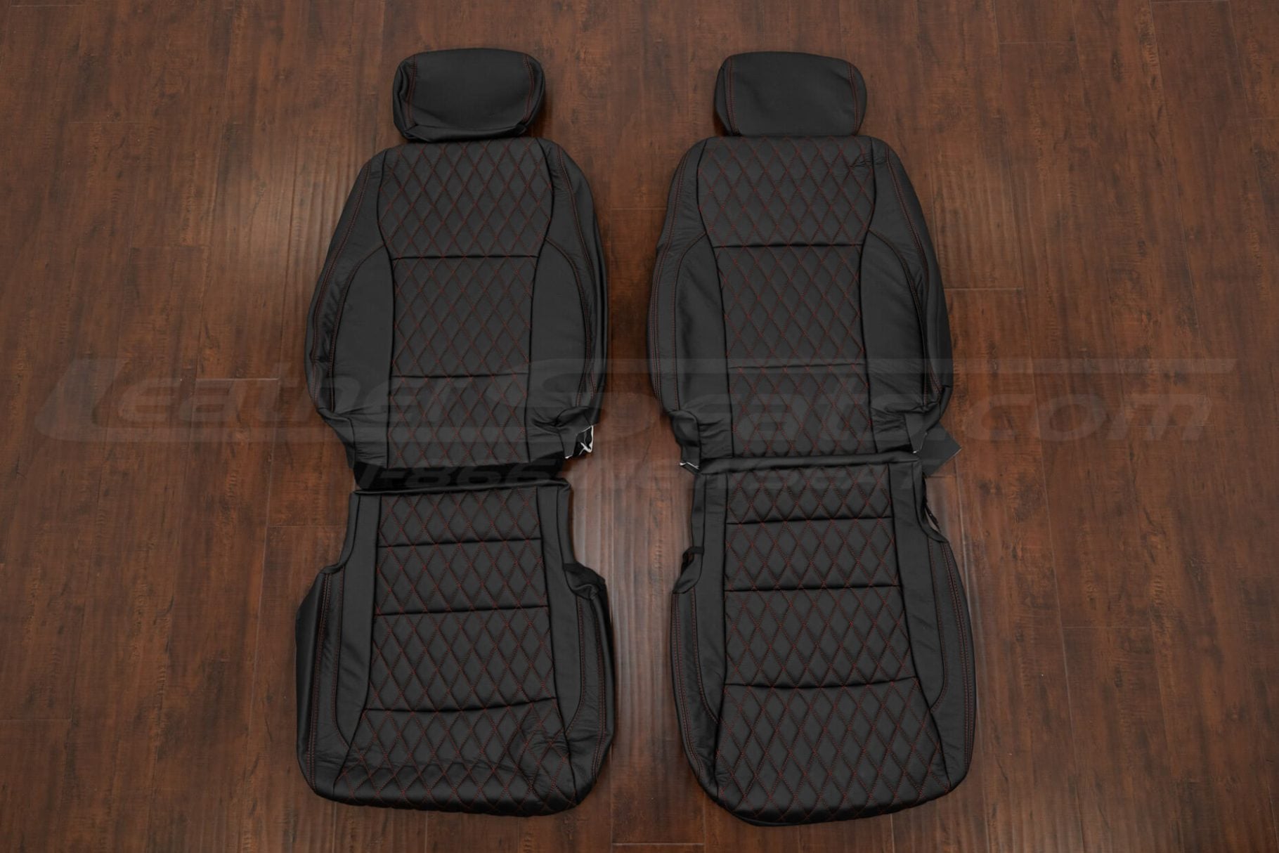 2023-2025 Ford F-250/350/450/550 aftermarket leather seat kit - Black - Diamond - Front seat upholstery