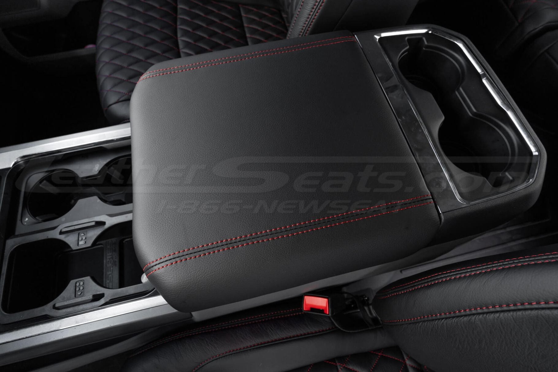Premium leather center console lid cover for ford superduty