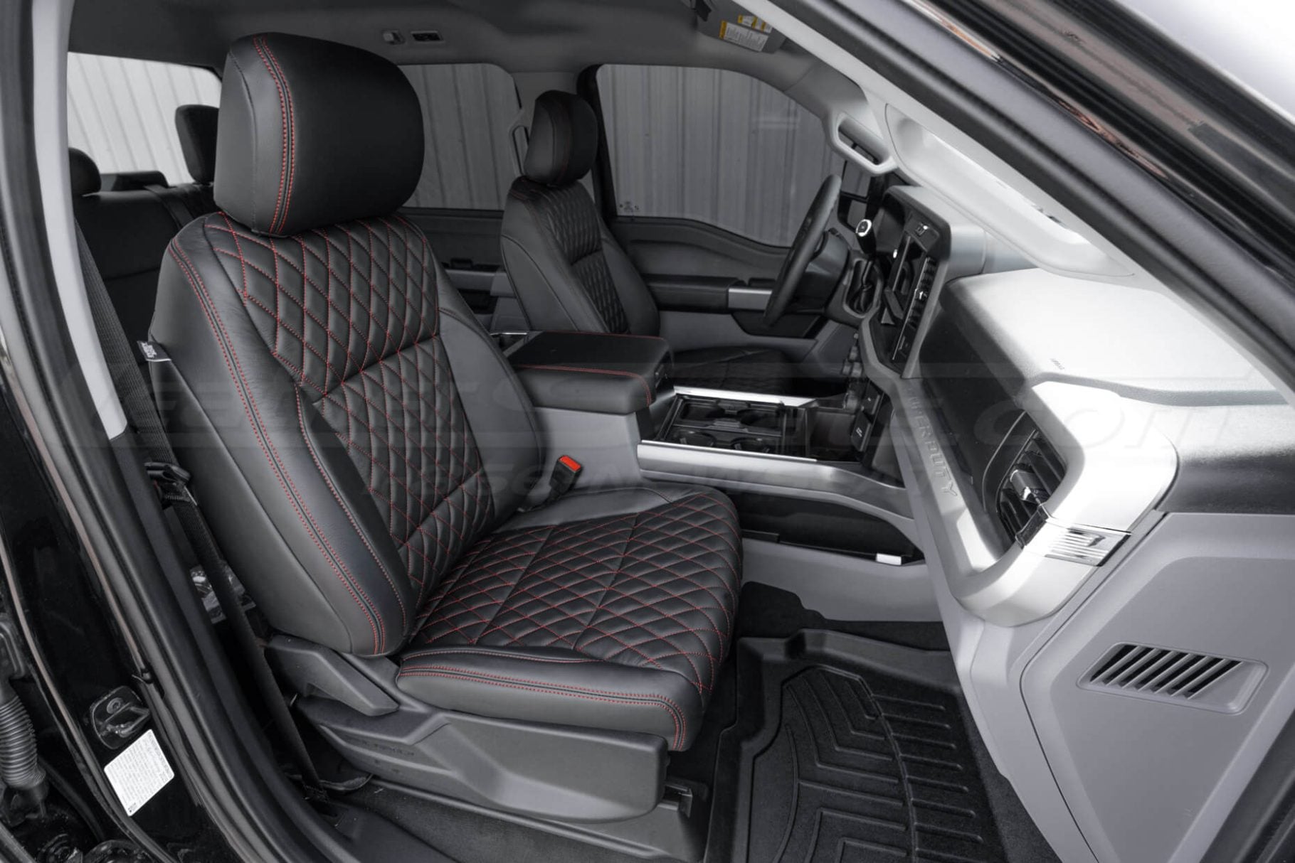 Ford Superduty diamond leather seat covers installed