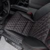 Top-down view of diamond quilted aftermarket leather seats installed