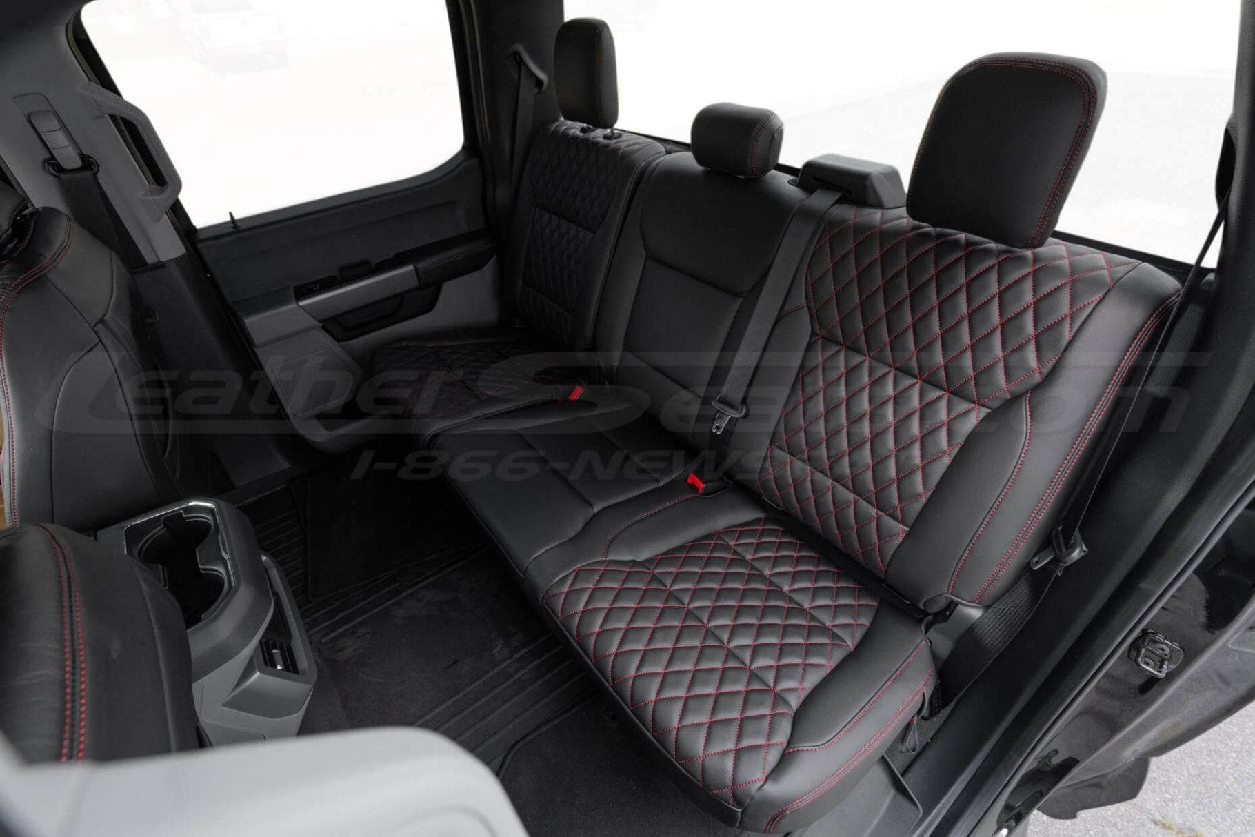 Ford Superduty diamond leather seat covers - rear seats installed