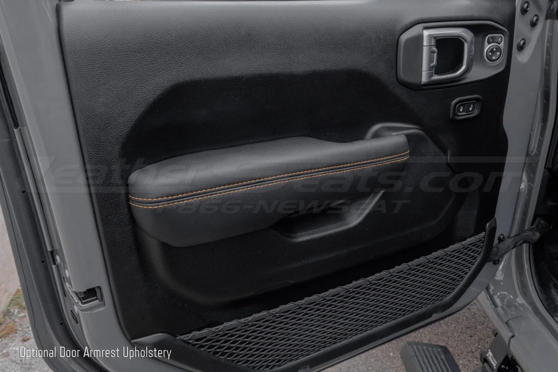 Optional leather door armrest covers for jeep wrangler and jeep gladiator