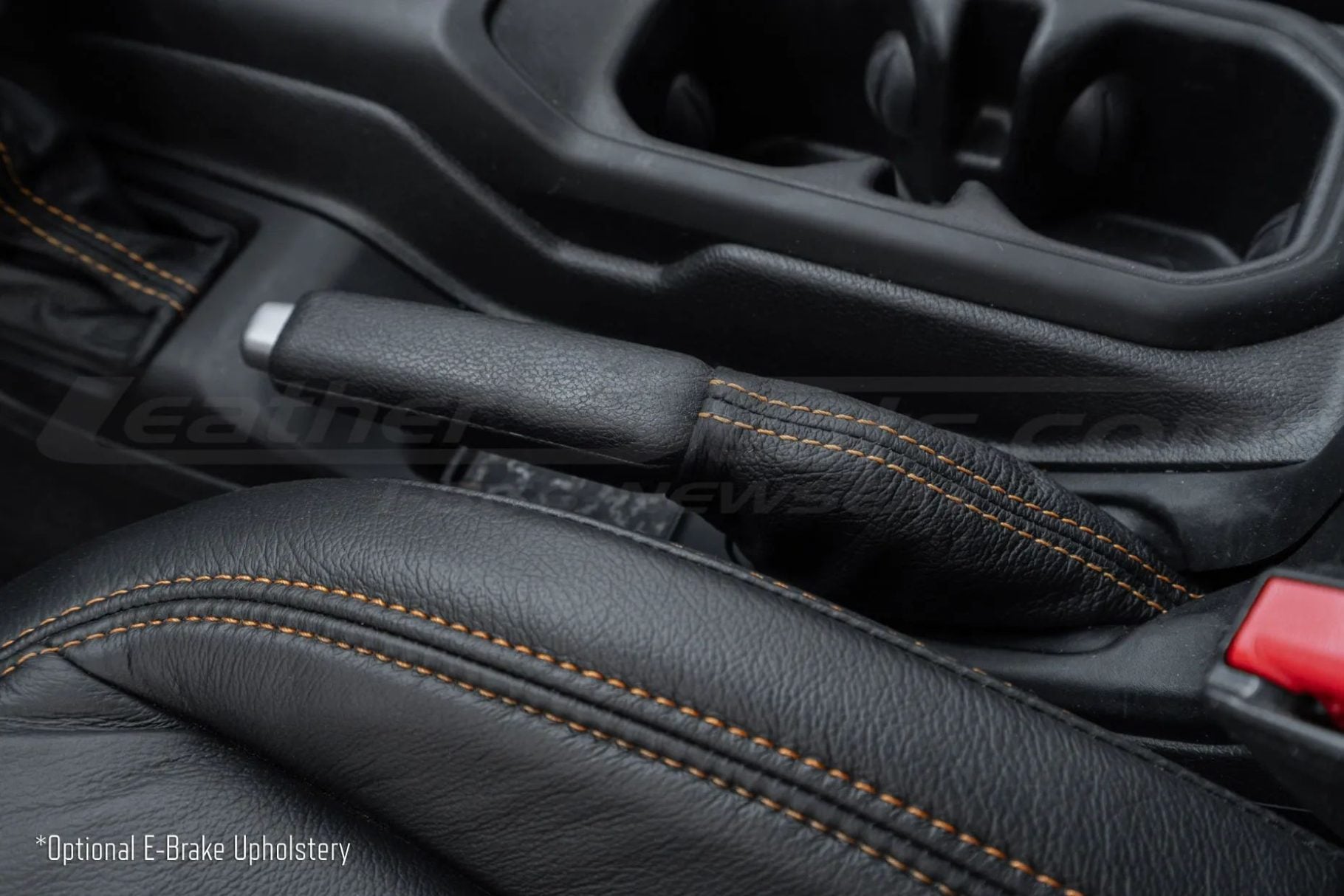 Optional leather e-brake boot upholstery for jeep gladiator and jeep wrangler