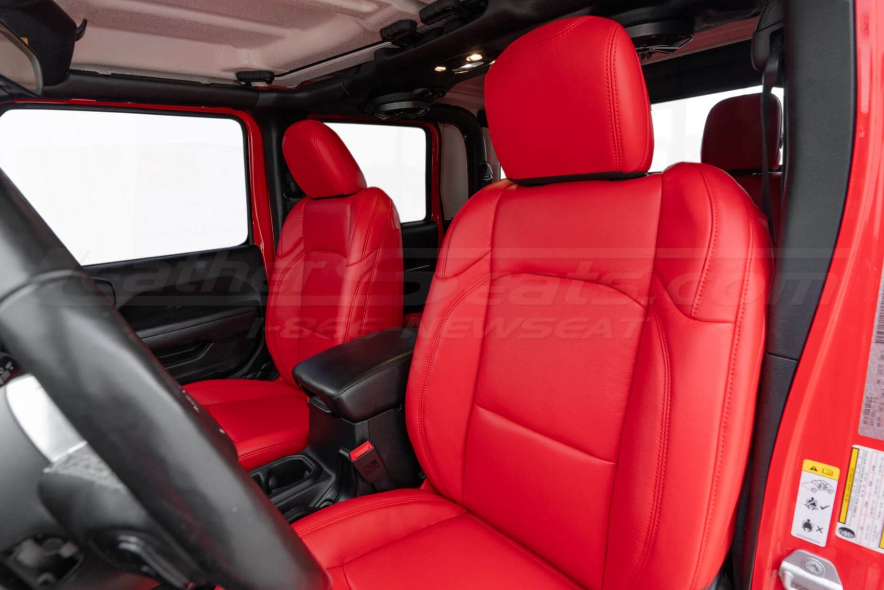 Backrest and headrest section of installed jeep gladiator/wrangler leather seats