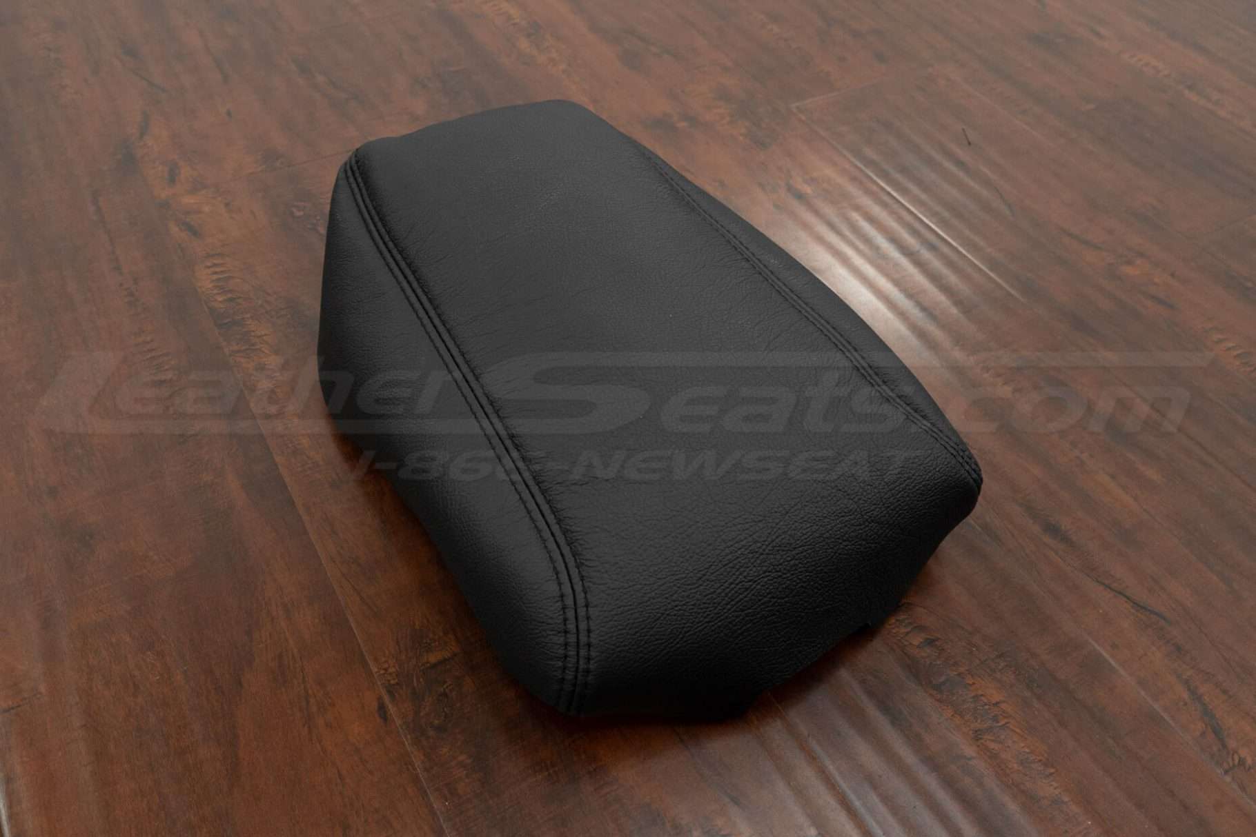 black leather center console lid for dodge charger with black stitching