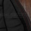 Red double stitching on black mini cooper seats
