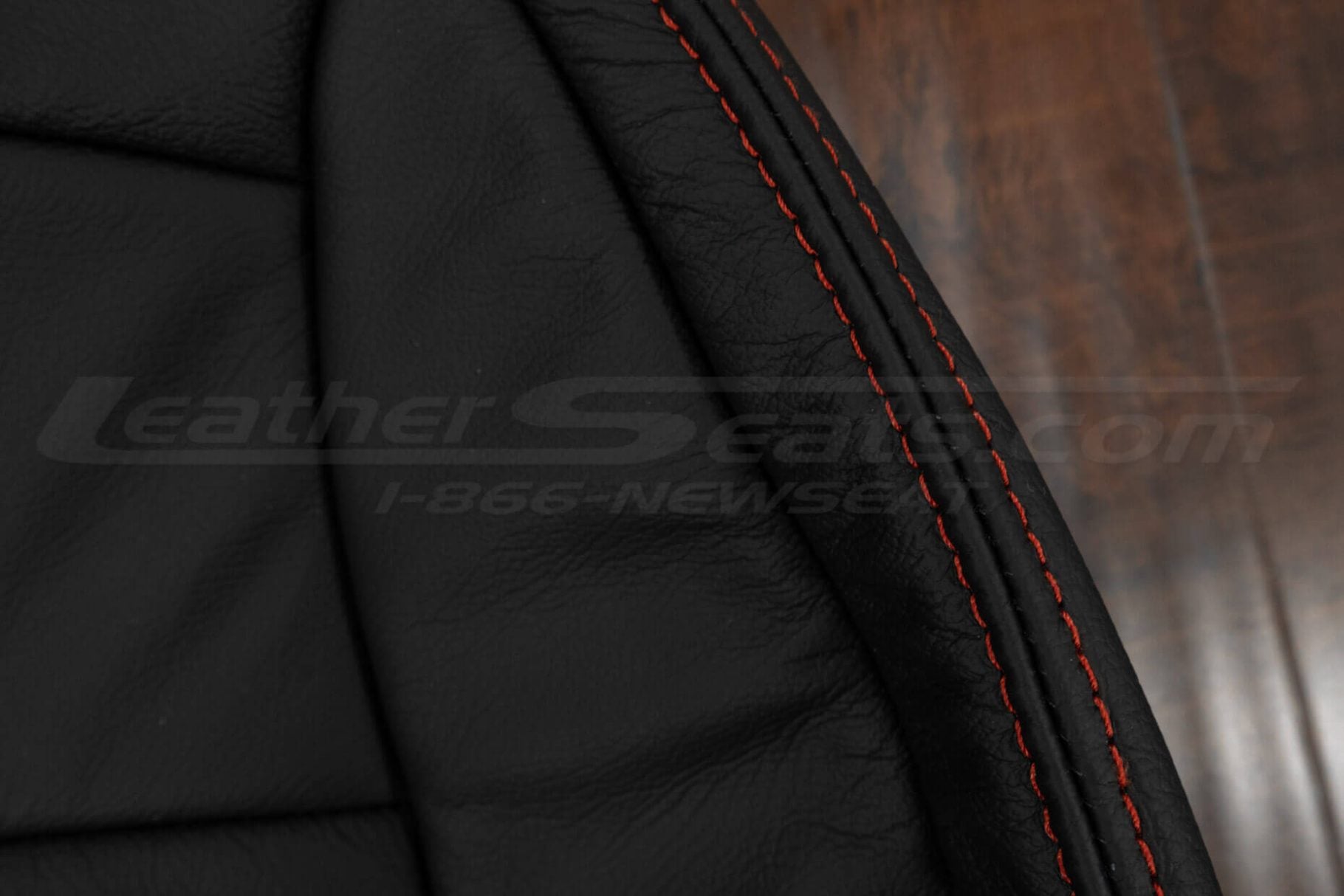 Red double stitching on black mini cooper seats