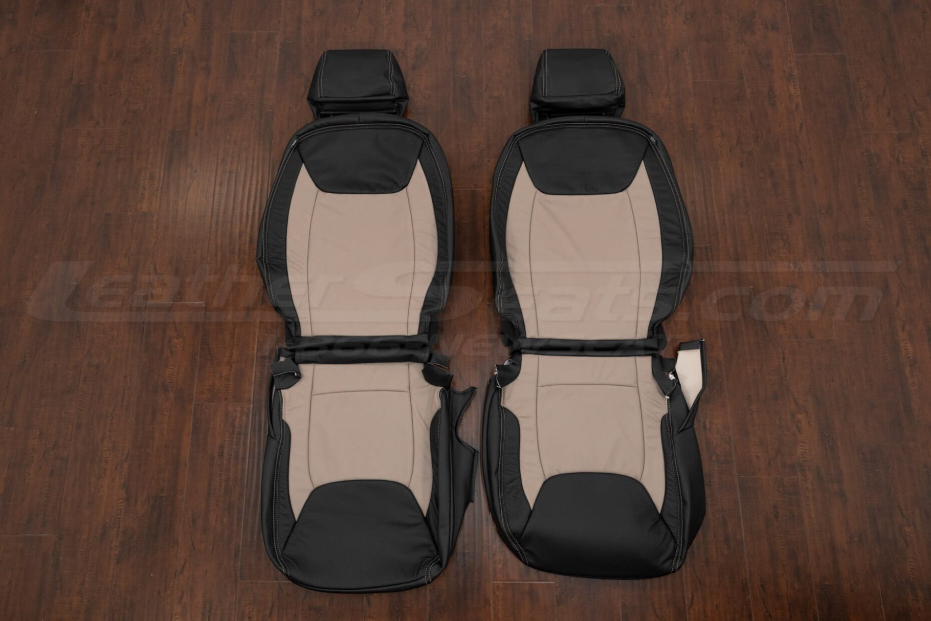 2011 Chrysler 300C black and adobe leather seat covers, custom fit upholstery for car interior upgrade