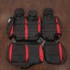 Custom black and bright red jeep wrangler jl leather seat covers- rear seat upholstery with dsingle diamond pattern