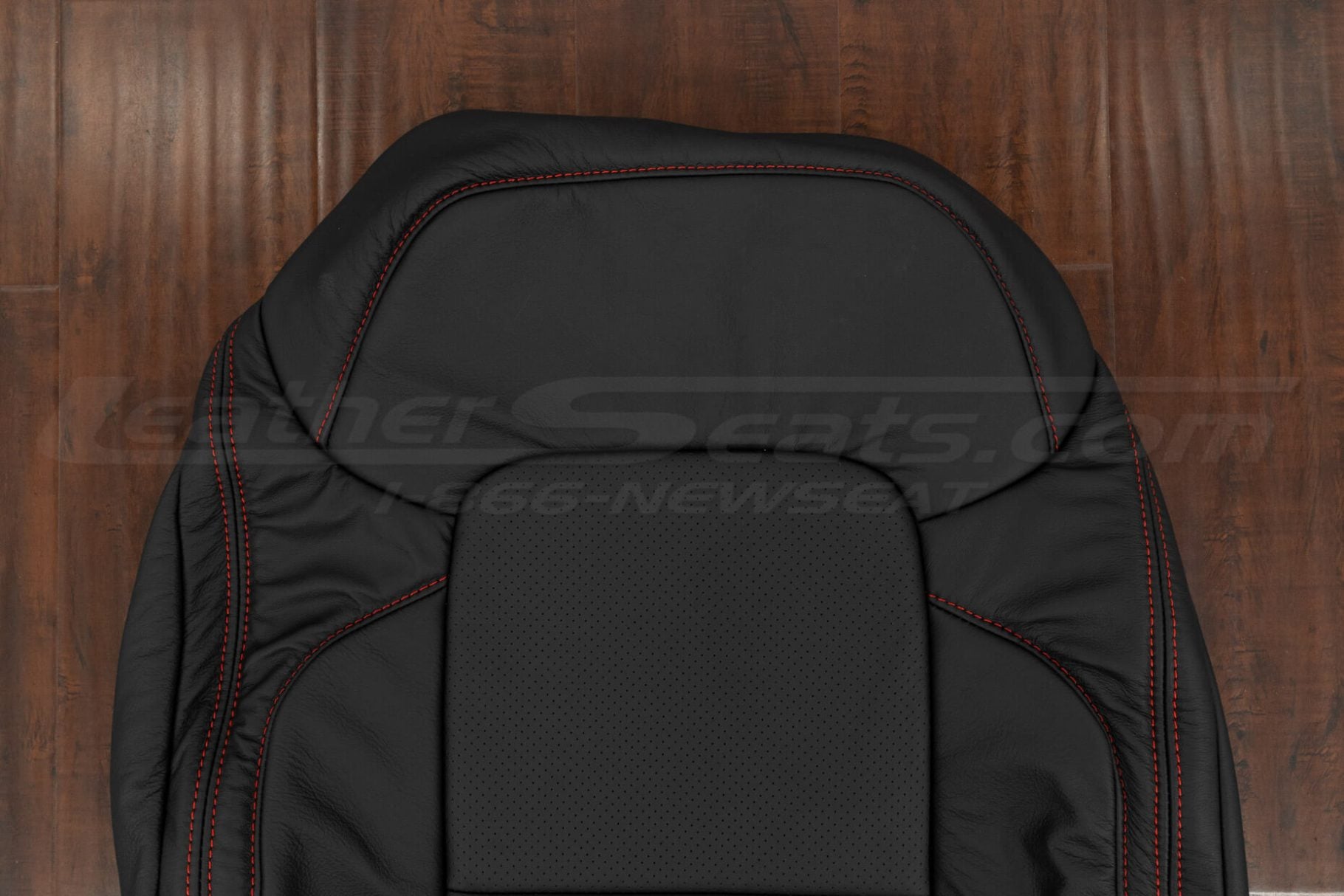 Bright Red double-stitching on ford bronco backrest