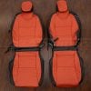 Aftermarkett Black and Tangerine custom front seat leather covers for Chevrolet Camaro
