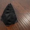 Black leather shift boot with grey stitching