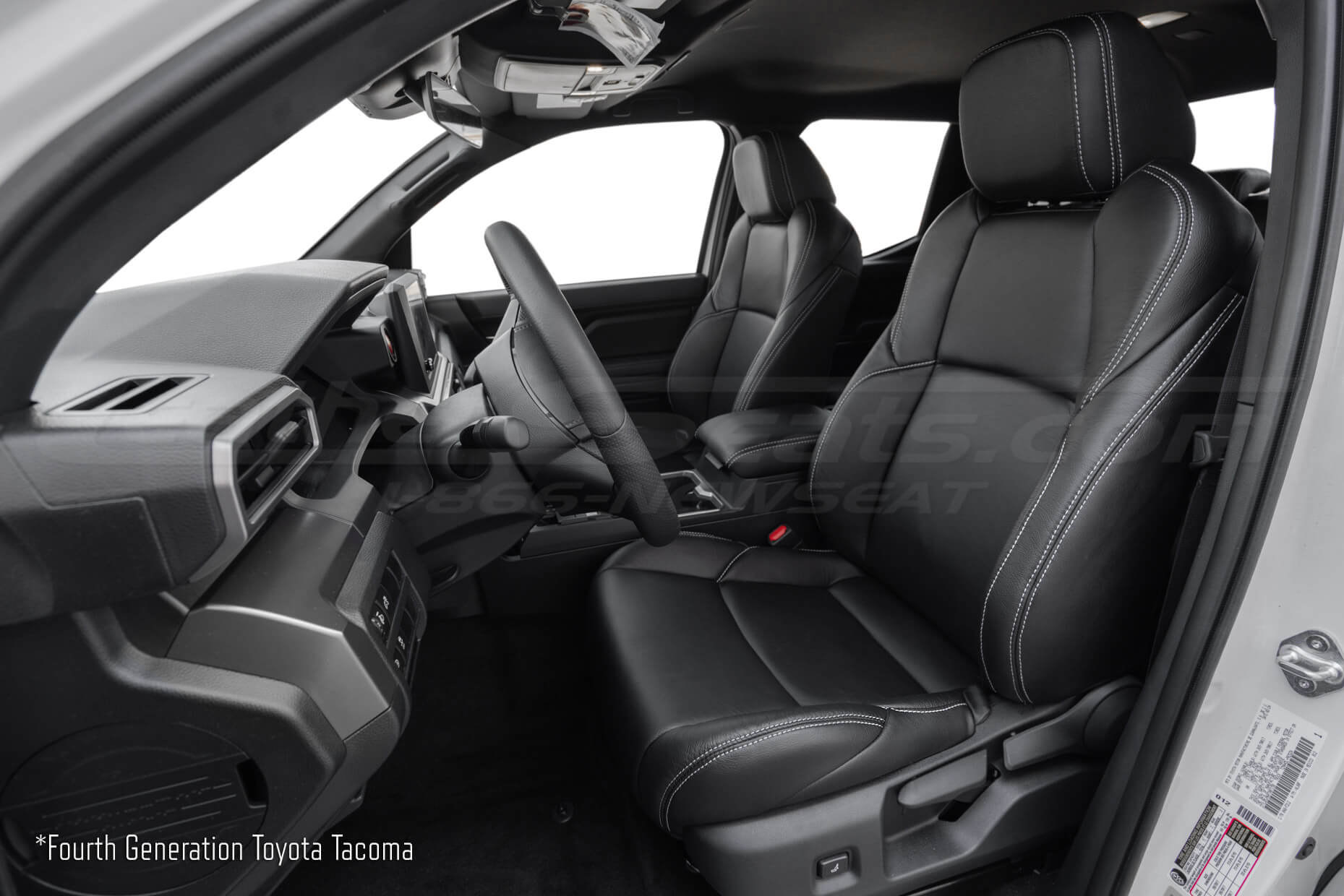 2024+ Fourth Generation Toyota Tacoma with custom leather seat covers installed