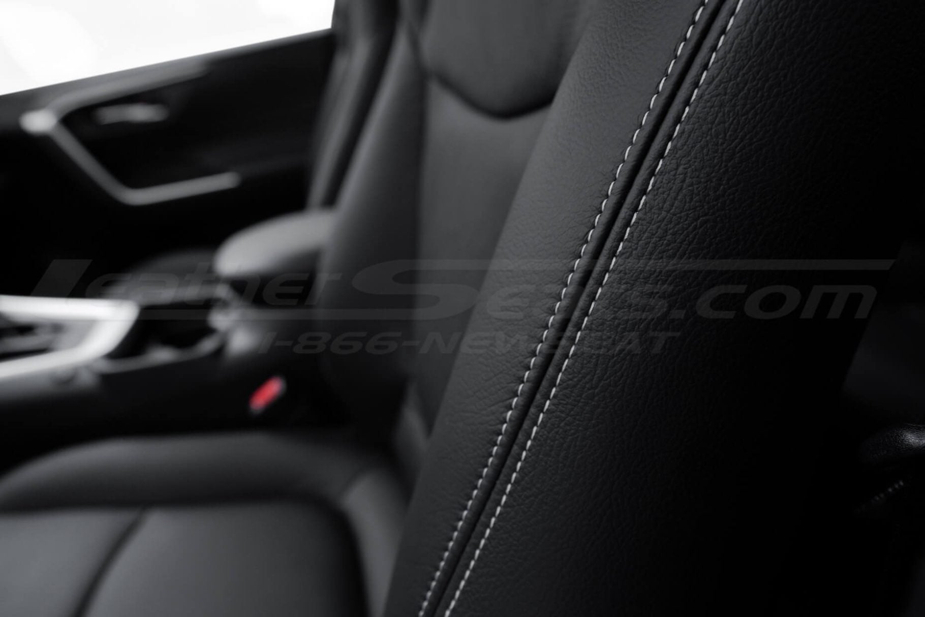 Dove Grey contrast stitching on black leather - toyota rav4