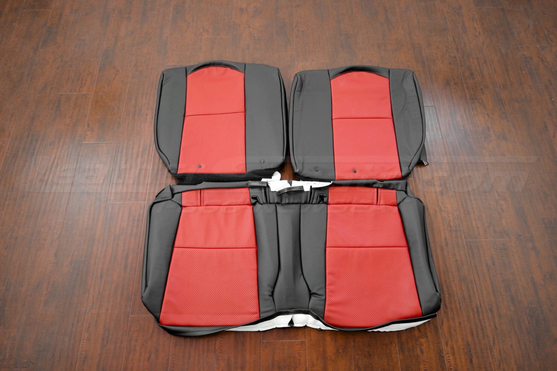2005-2006 Acura RSX leather seat upholstery kit in Black/Bright Red - Rear seat replacement covers