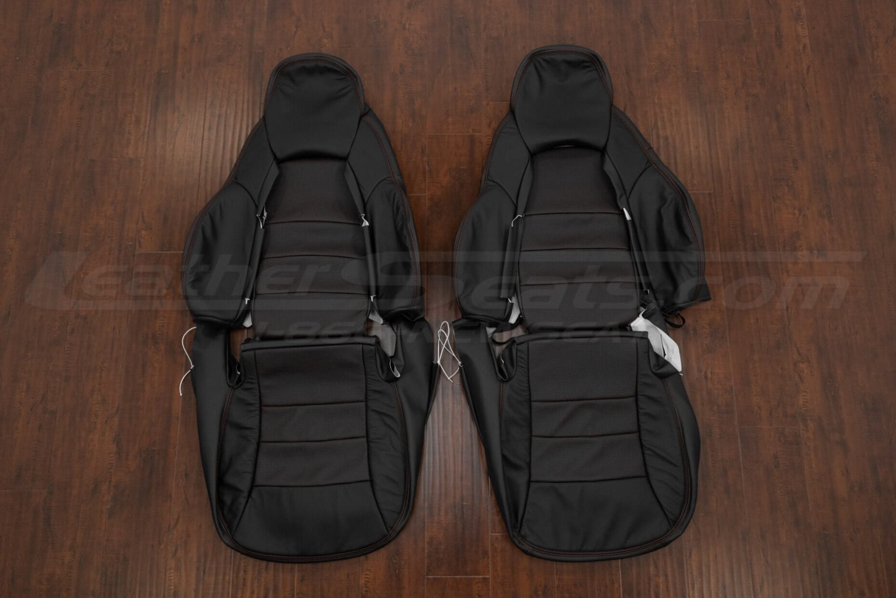 2005-2011 Chevy Corvette leather seat upholstery kit - blac/piazza red - front seat upholstery