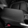 close-up passenger view of black leather console lid upholstery for ford explorer