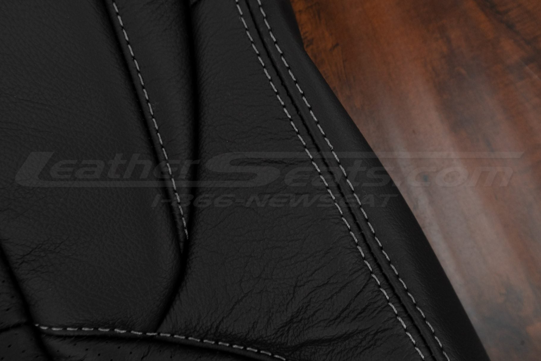 Ice Grey stitching on Black leather