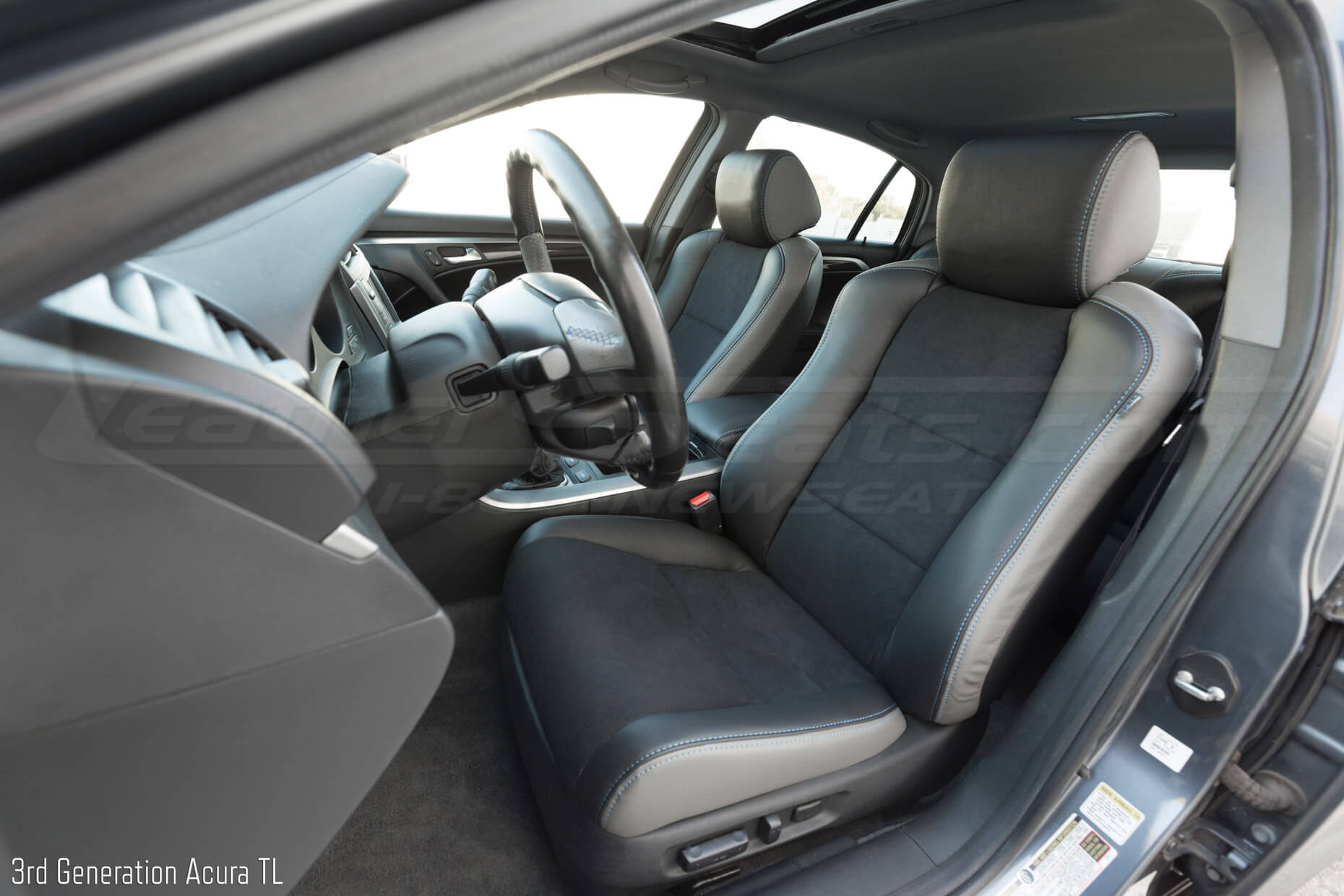 Acura TL with three-tone leather seats including suede