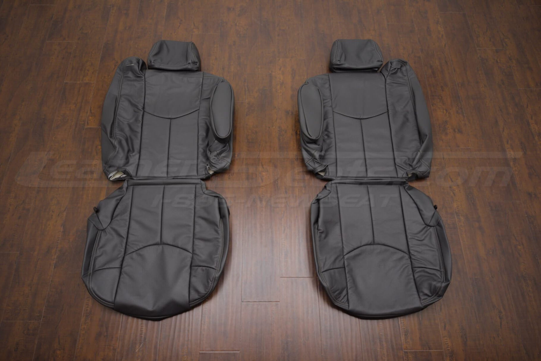 Chevy Avalance custom leather seat covers - dark graphite - front seat upholstery with armrests