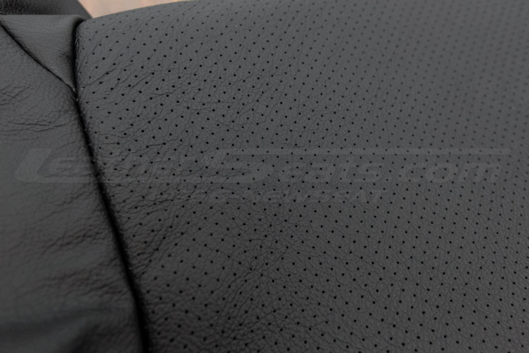 Black perforated Leather close-up
