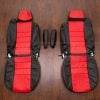 Black and Bright red hummer h2t custom leather seat covers - front seats with armrests