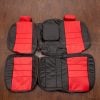 black and bright red hummer h2t custom leather seat covers - rear seats with armrest